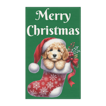 Christmas Doodle Stocking Puppy Kitchen Towel