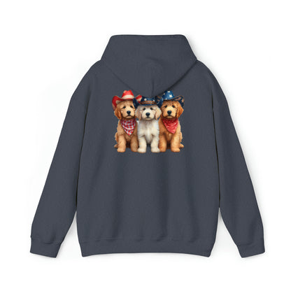 3 Patriotic Doodles on Back Unisex Heavy Blend™ Hooded Sweatshirt