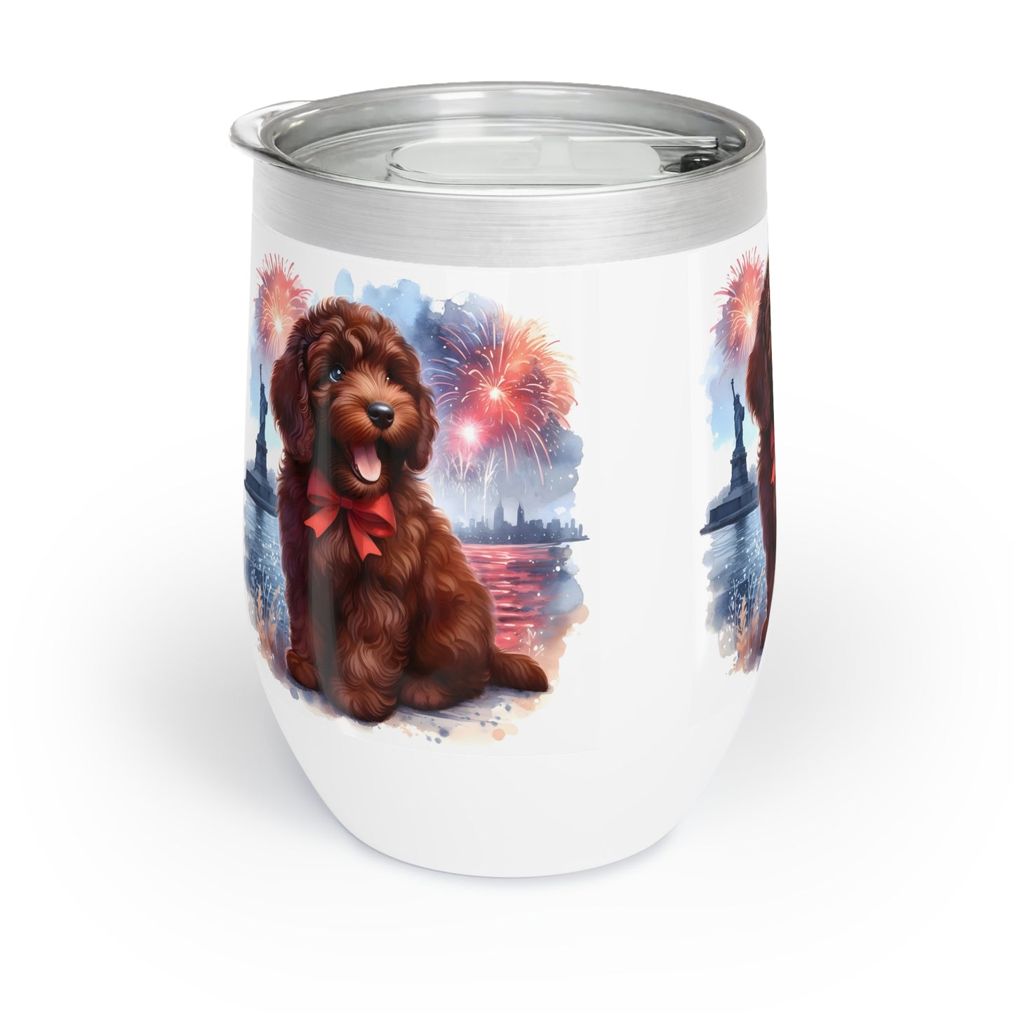 Red Doodle Happy New Year - Chill Wine Tumbler