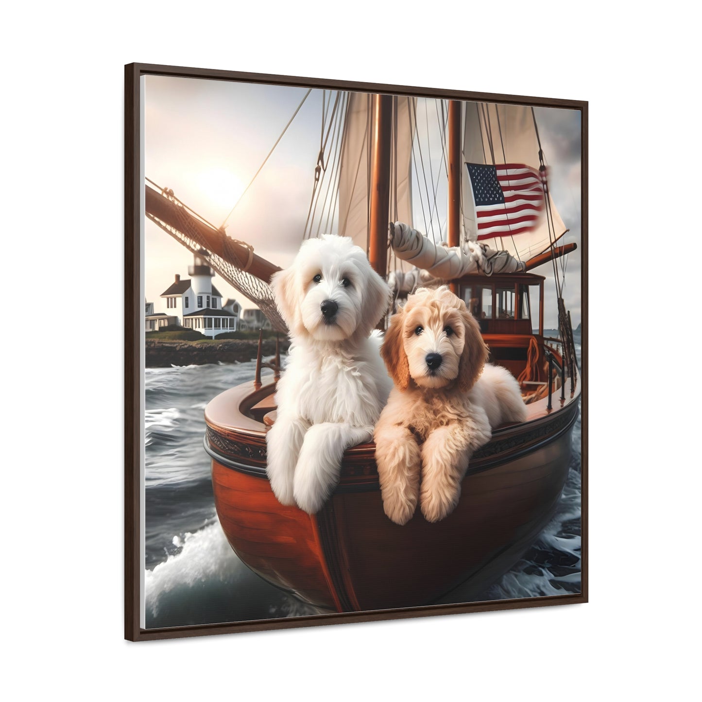 Doodles on Vintage Sailboat - Wooden Gallery Canvas Picture - Square Frame - Nice!