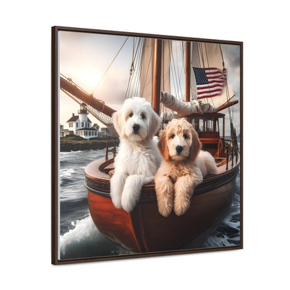 Doodles on Vintage Sailboat - Wooden Gallery Canvas Picture - Square Frame - Nice!