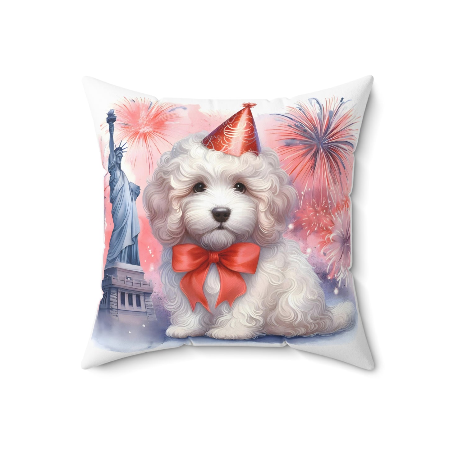 White Doodle Fireworks - Spun Polyester Square Pillow