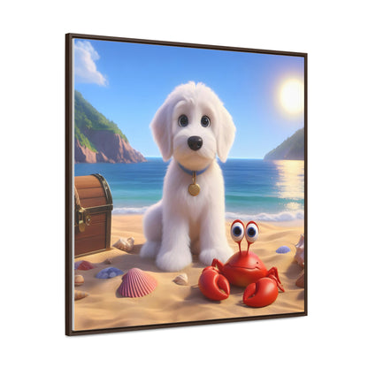 White Doodle Cartoon Inspired - Wooden Gallery Canvas Picture - Square Frame - Nice!