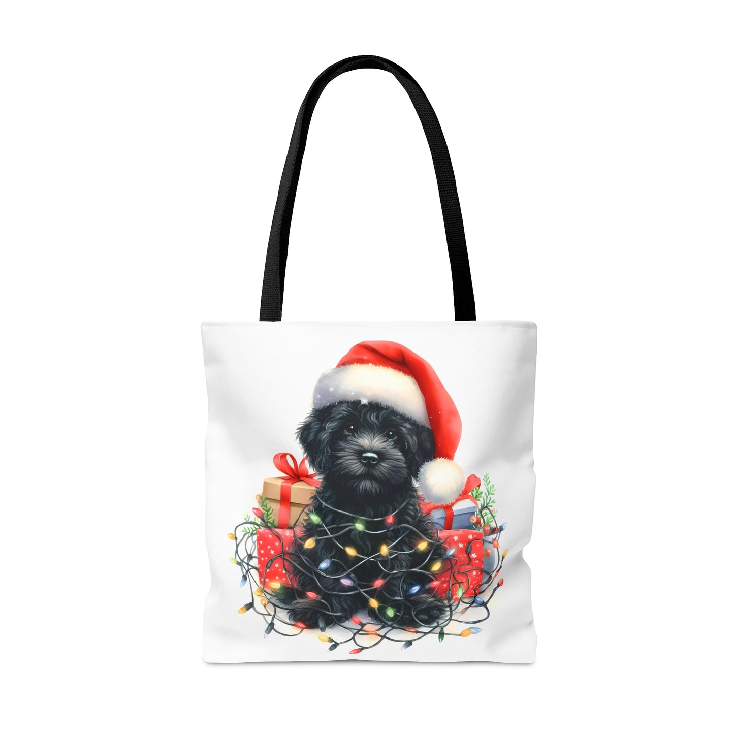 Black Doodle Christmas Puppy - Tote Bag