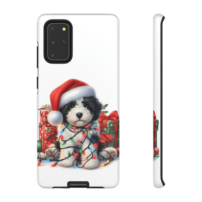 Black & White Doodle Christmas Puppy - Tough Cases for Apple iPhone, Samsung Galaxy, & Google Pixel