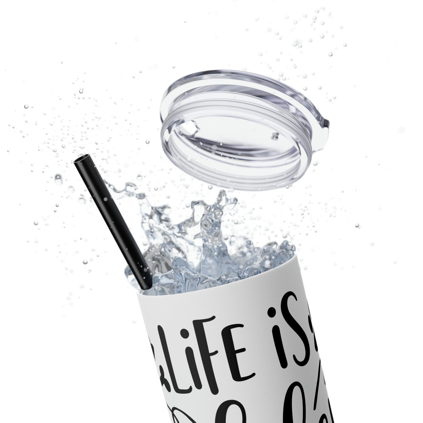 Life is Golden with Doodle Skinny Tumbler with Straw, 20oz