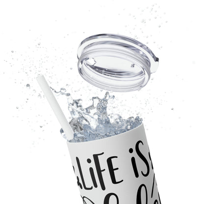 Life is Golden with Doodle Skinny Tumbler with Straw, 20oz