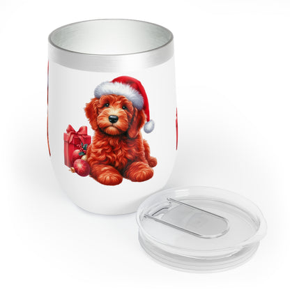 Red Santa Hat Christmas Doodle - Chill Wine Tumbler