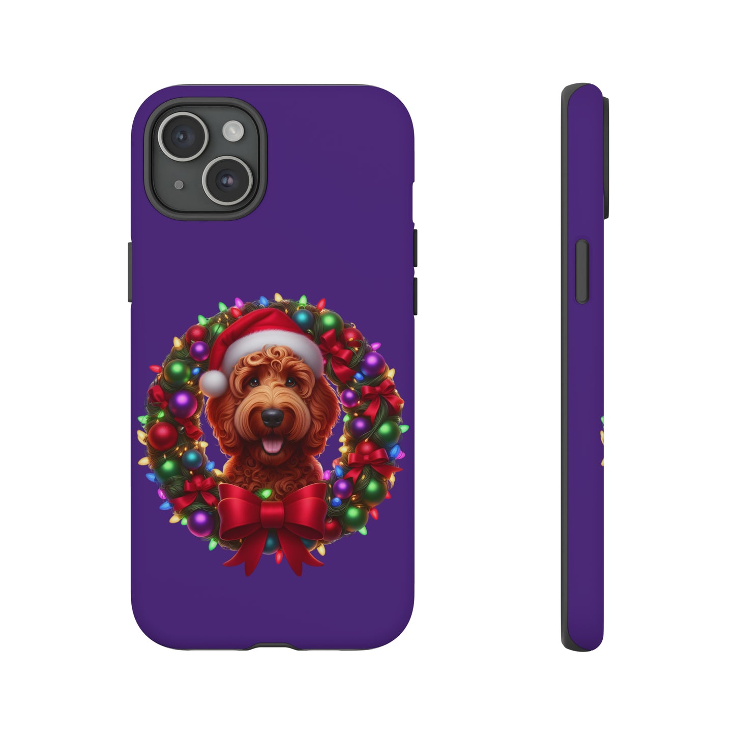 Red Doodle Christmas Wreath - Tough Cases iPhone, Samsung Galaxy & Google Pixel