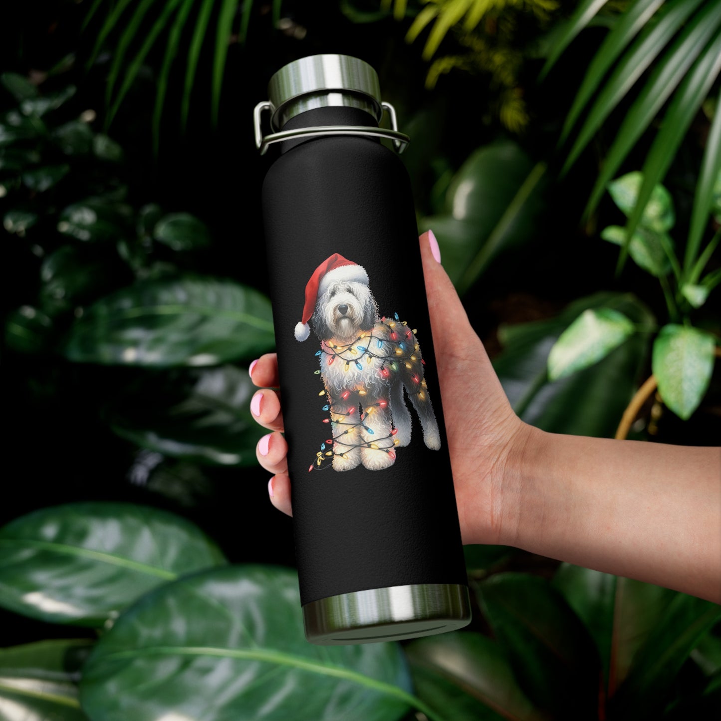 Sheepadoodle Christmas Copper Vacuum Insulated Bottle, 22oz