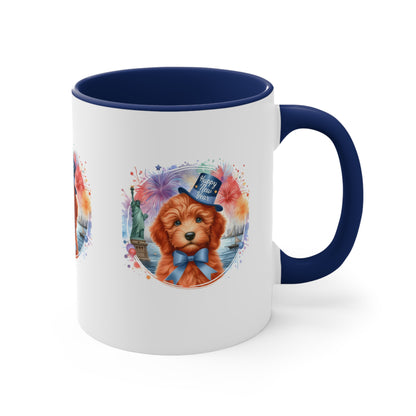 Apricot Doodle Happy New Year - Accent Coffee Mug, 11oz