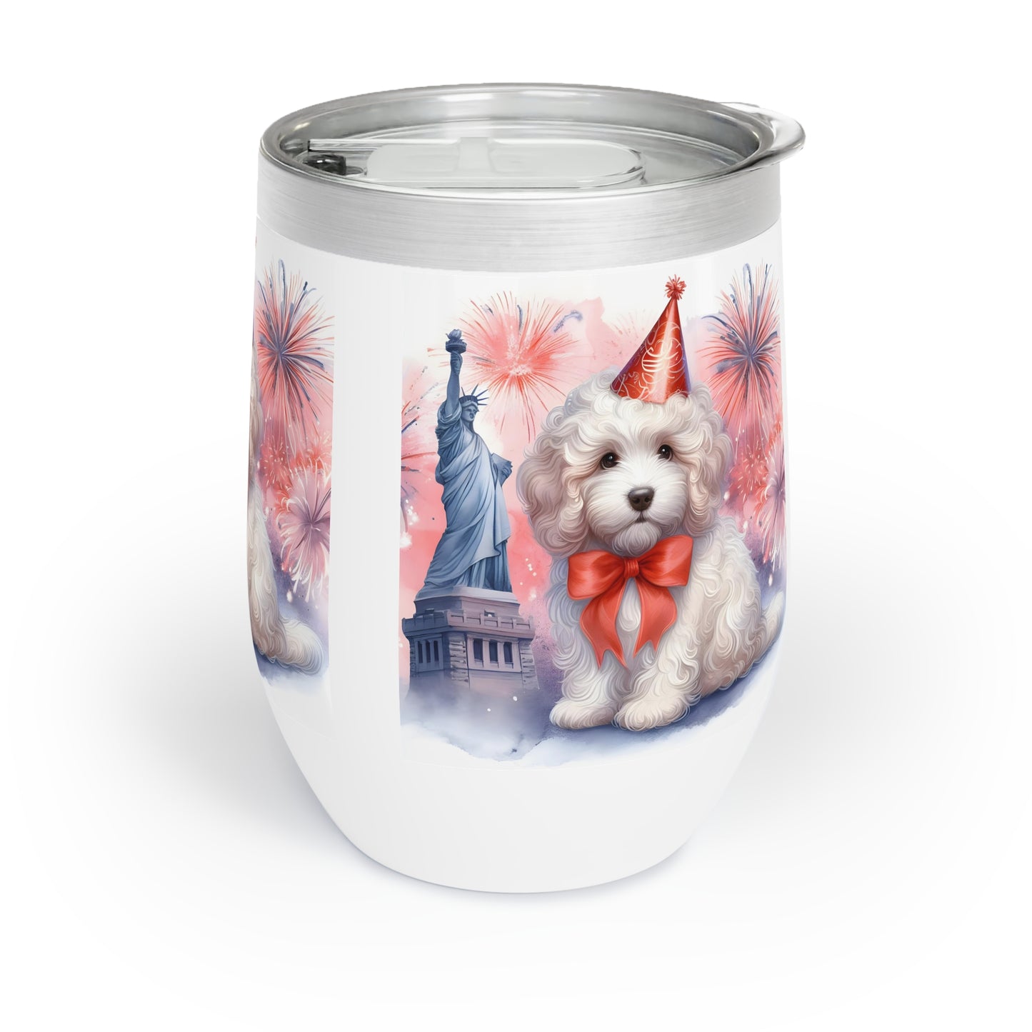 White Doodle New Year - Chill Wine Tumbler