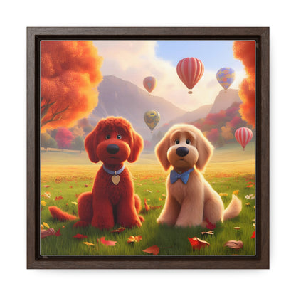 Doodles w/Hot Air Balloons Cartoon Inspired - Wooden Gallery Canvas Picture - Square Frame - Nice!