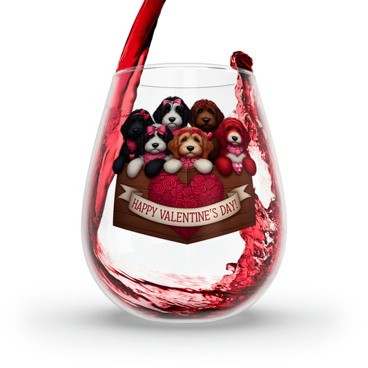 Happy Valentine's Day - Stemless Wine Glass, 11.75oz