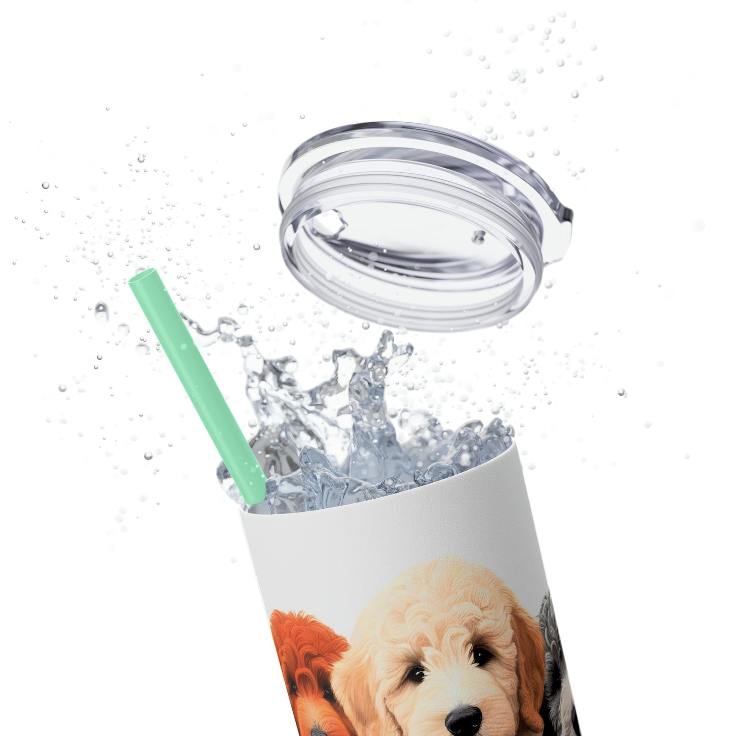 Doodle Dogs Skinny Tumbler with Straw, 20oz