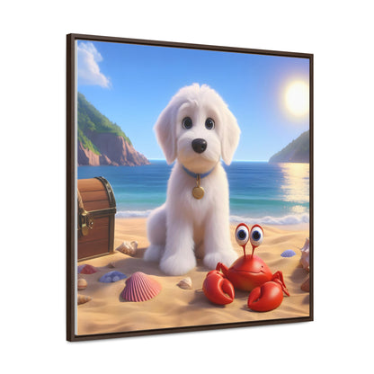 White Doodle Cartoon Inspired - Wooden Gallery Canvas Picture - Square Frame - Nice!