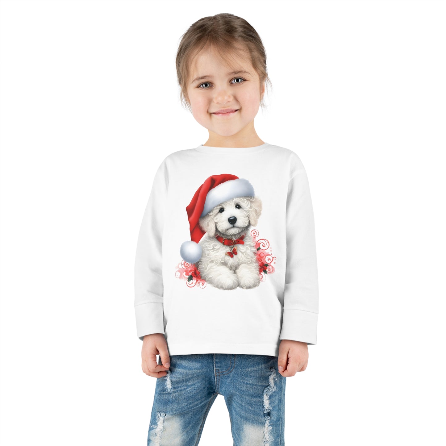 Christmas White Doodle - Toddler Long Sleeve T Shirt