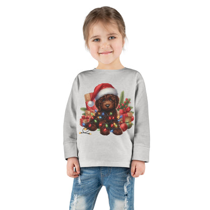 Chocolate Brown Doodle - Toddler Long Sleeve T Shirt