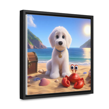 White Doodle Cartoon Inspired - Wooden Gallery Canvas Picture - Square Frame - Nice!