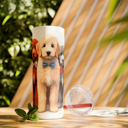 Doodle Dogs Skinny Tumbler with Straw, 20oz