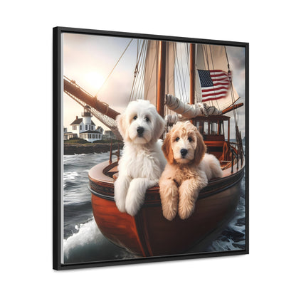 Doodles on Vintage Sailboat - Wooden Gallery Canvas Picture - Square Frame - Nice!