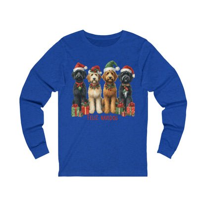 Doodles Feliz Navidog - Unisex Adult Long Sleeve T Shirt - Bella + Canvas