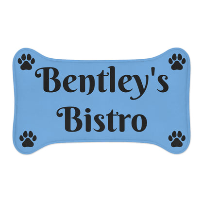 Personalized - Food and Water Bowls Pet Feeding Mats - Blue