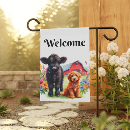 Scottish Highland Cow Doodle Garden & House Banner