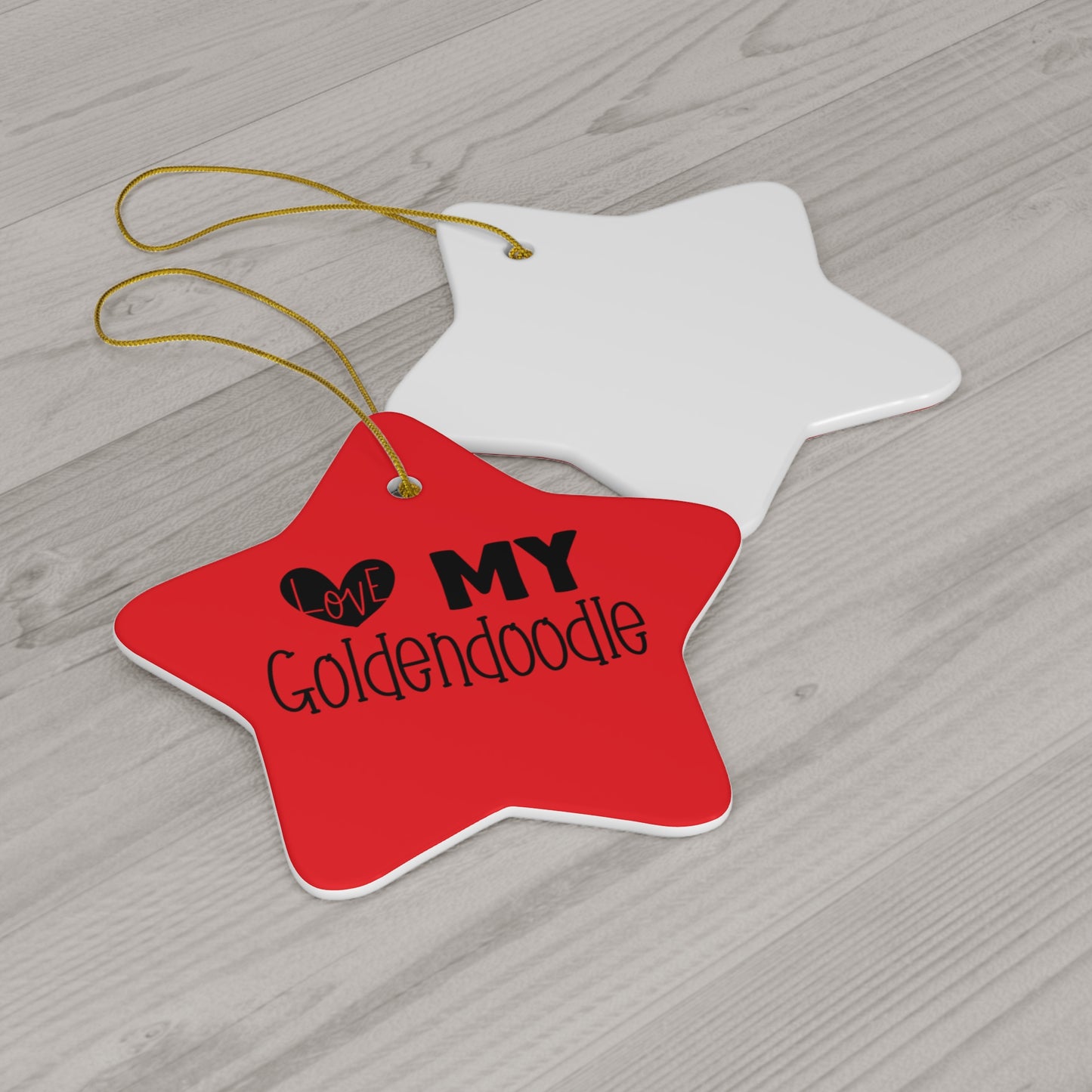 Love my Goldendoodle Ceramic Ornament, 4 Shapes