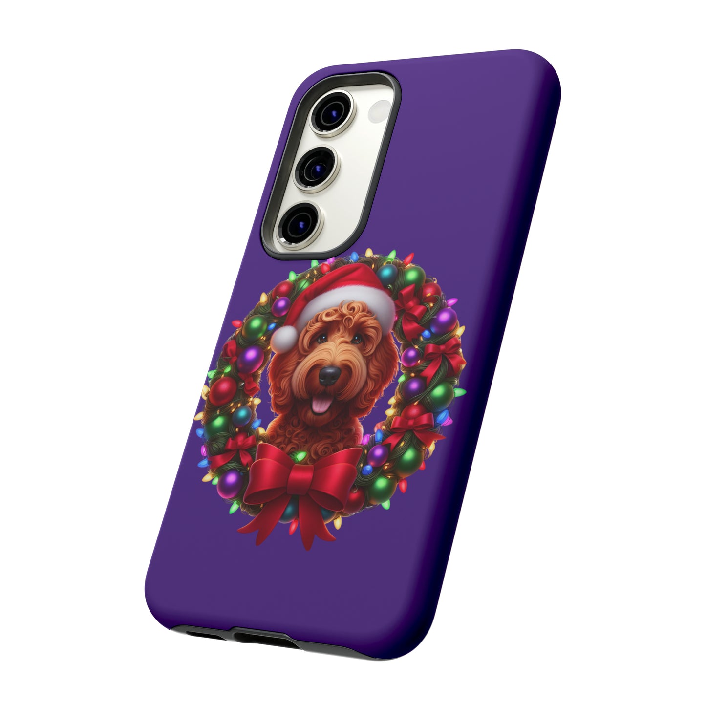 Red Doodle Christmas Wreath - Tough Cases iPhone, Samsung Galaxy & Google Pixel