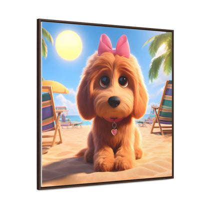 Doodle Puppy Cartoon Inspired - Wooden Gallery Canvas Picture - Square Frame - Nice!