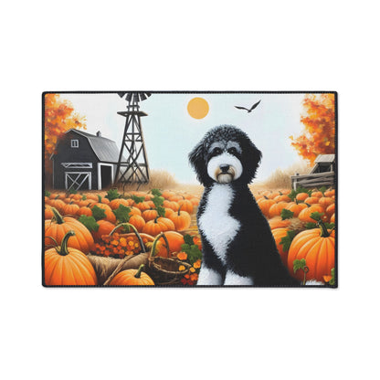 Black & White Fall Doodle Heavy Duty Floor Mat