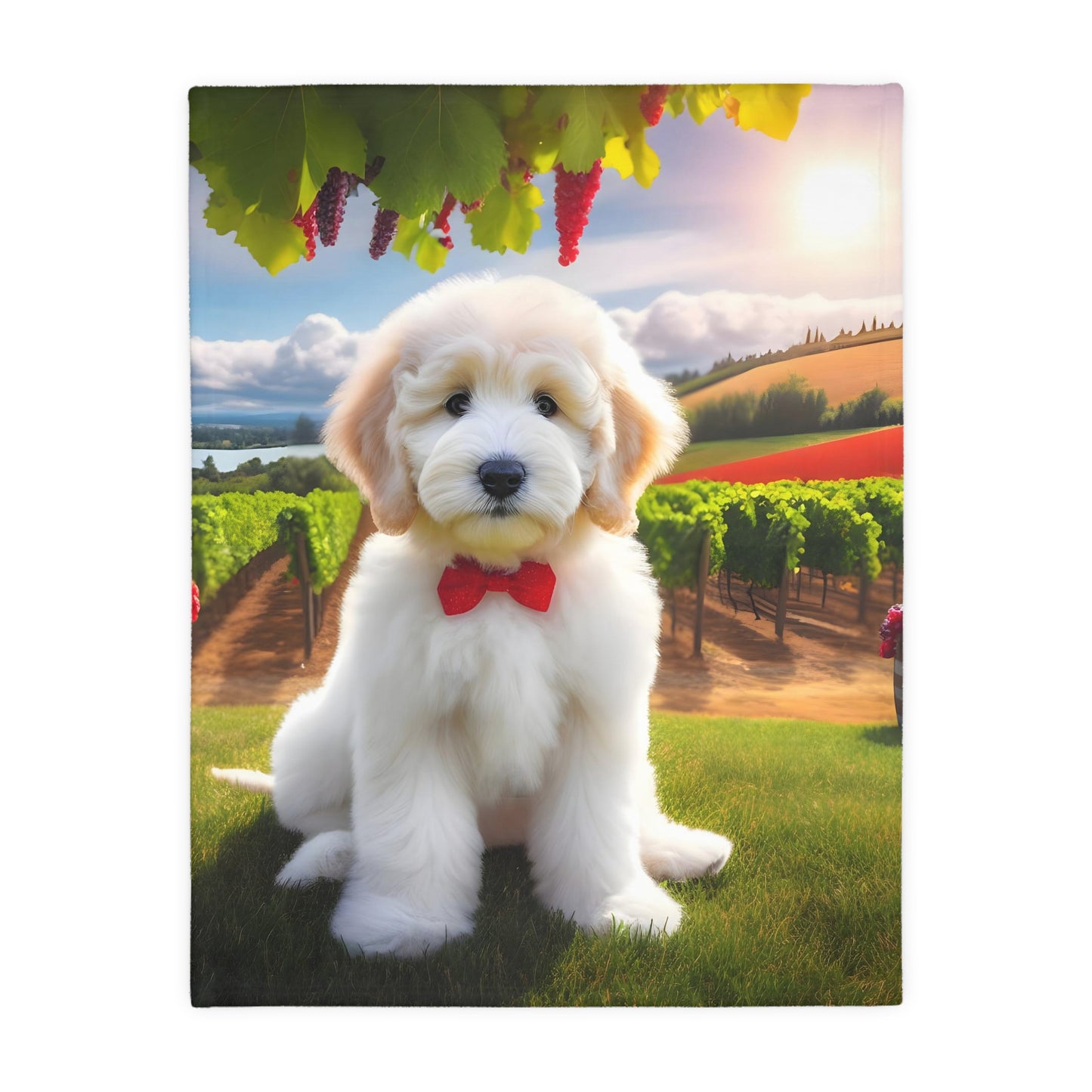 Doodle Puppy Vineyard - Velveteen MINKY Blanket (Two sided Print) - Nice!