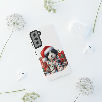 Black & White Doodle Christmas Puppy - Tough Cases for Apple iPhone, Samsung Galaxy, & Google Pixel