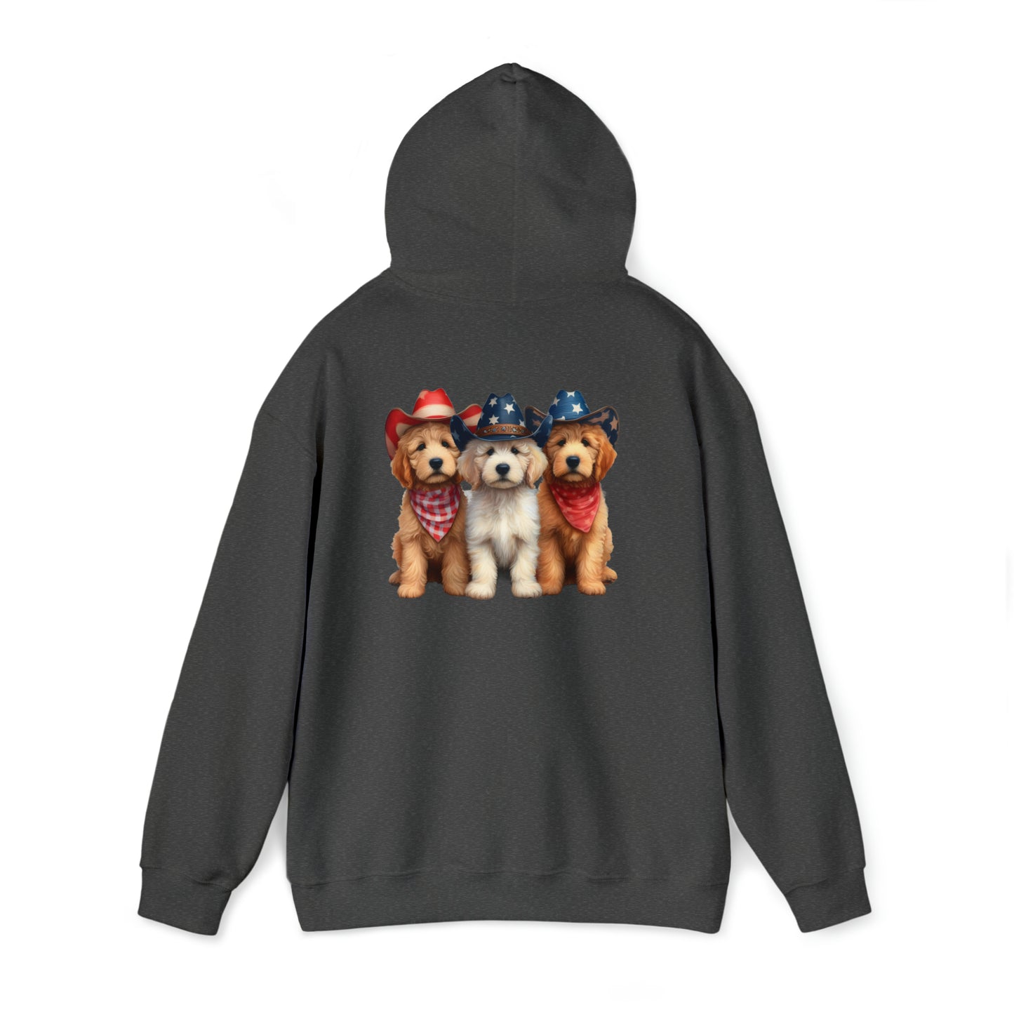 3 Patriotic Doodles on Back Unisex Heavy Blend™ Hooded Sweatshirt