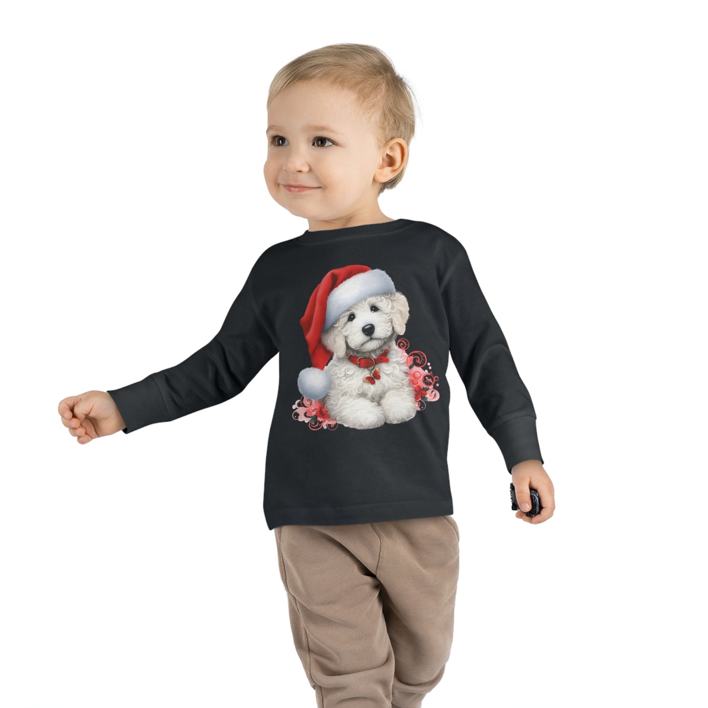 Christmas White Doodle - Toddler Long Sleeve T Shirt