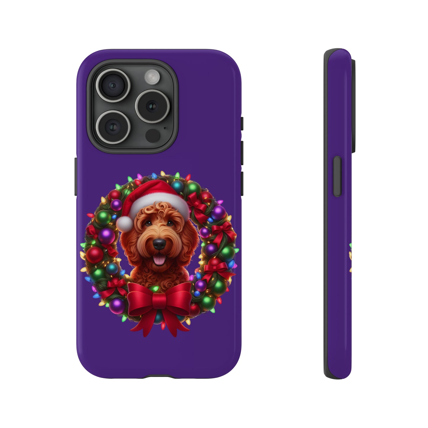 Red Doodle Christmas Wreath - Tough Cases iPhone, Samsung Galaxy & Google Pixel