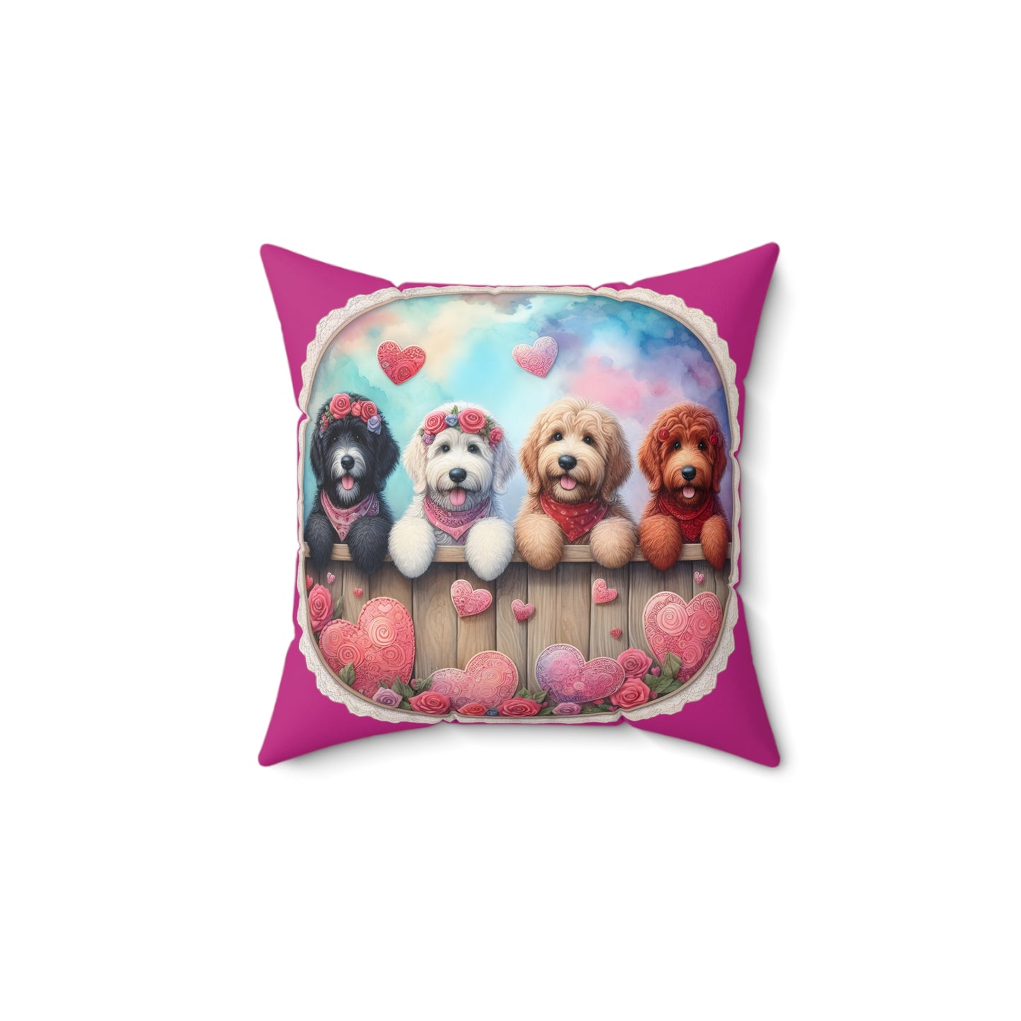 Valentine Doodles - Spun Polyester Square Pillow