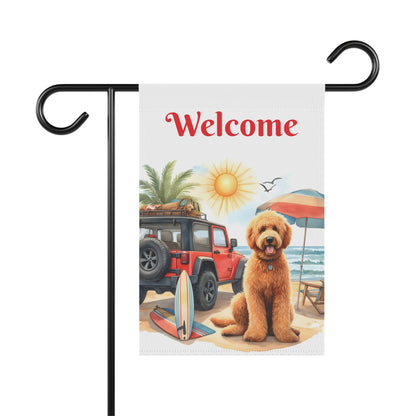 Jeep Beach Doodle Garden Flag & House Banner