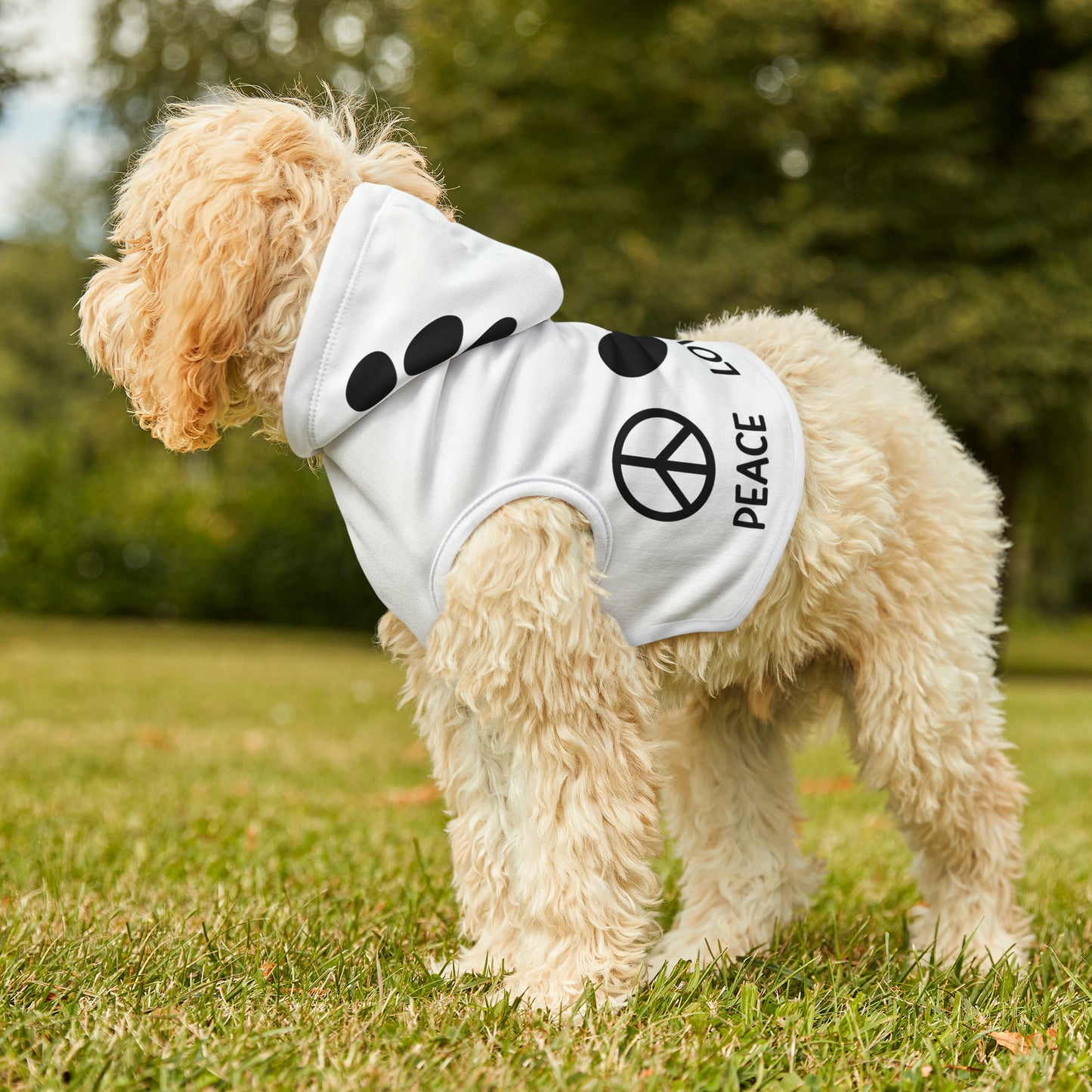 Peace Love Goldendoodle Pet Hoodie