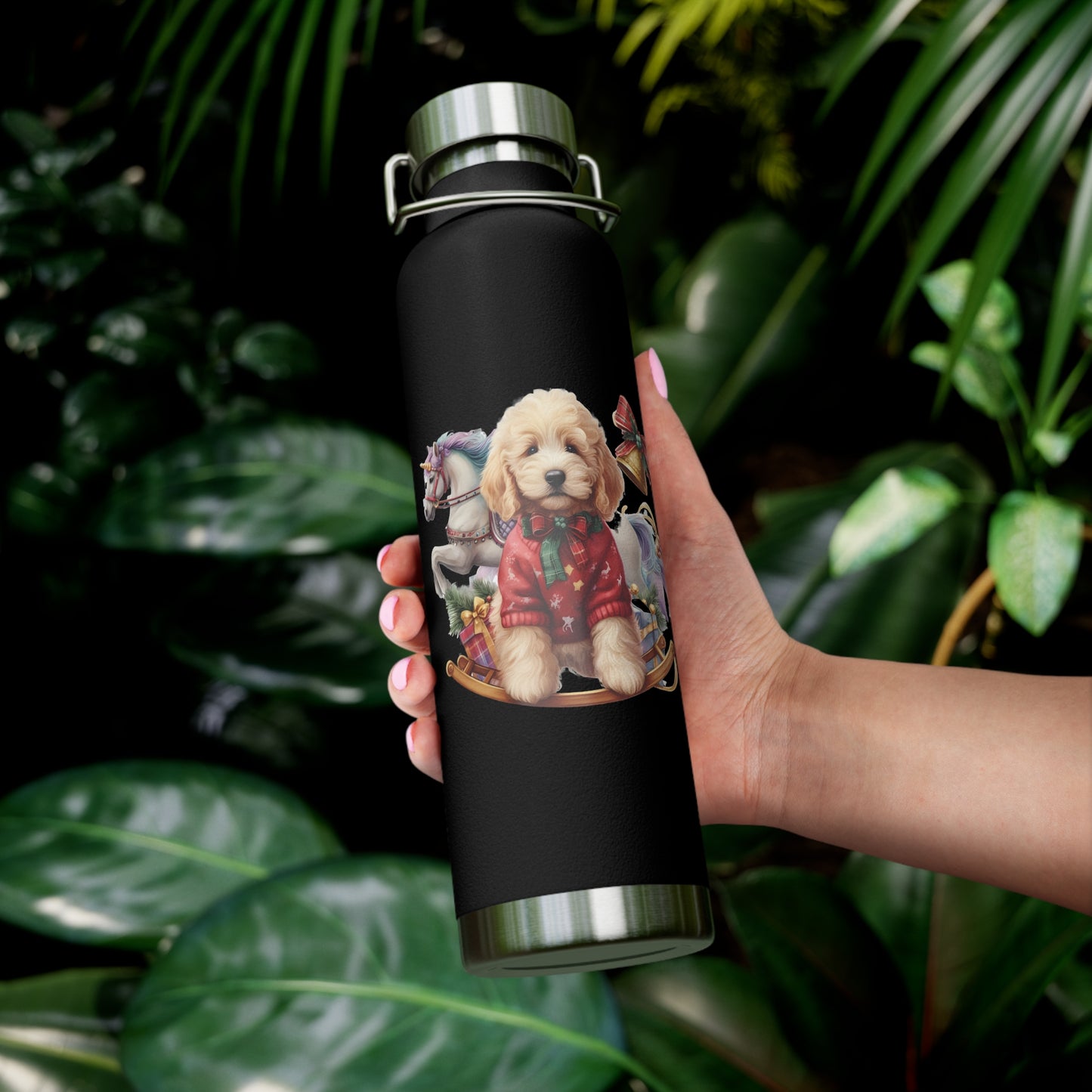 Christmas Doodle Copper Vacuum Insulated Bottle, 22oz