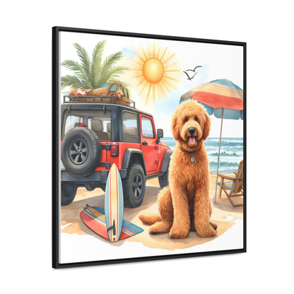 Jeep Beach Doodle Gallery Canvas Wraps, Square Frame