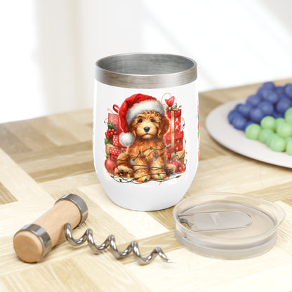 Christmas Doodle Puppy Chill Wine Tumbler