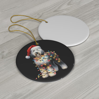 Sheepadoodle Christmas Ceramic Ornament, 3 Shapes