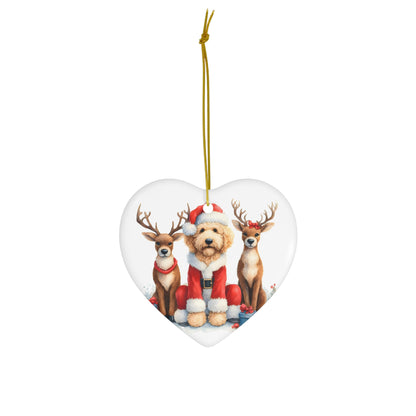 Christmas Santa Doodle w/Reindeer Ceramic Ornament, 4 Shapes