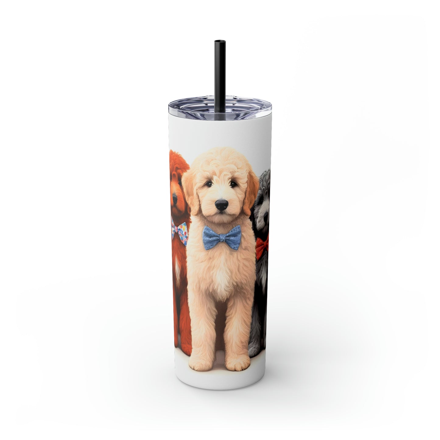 Doodle Dogs Skinny Tumbler with Straw, 20oz