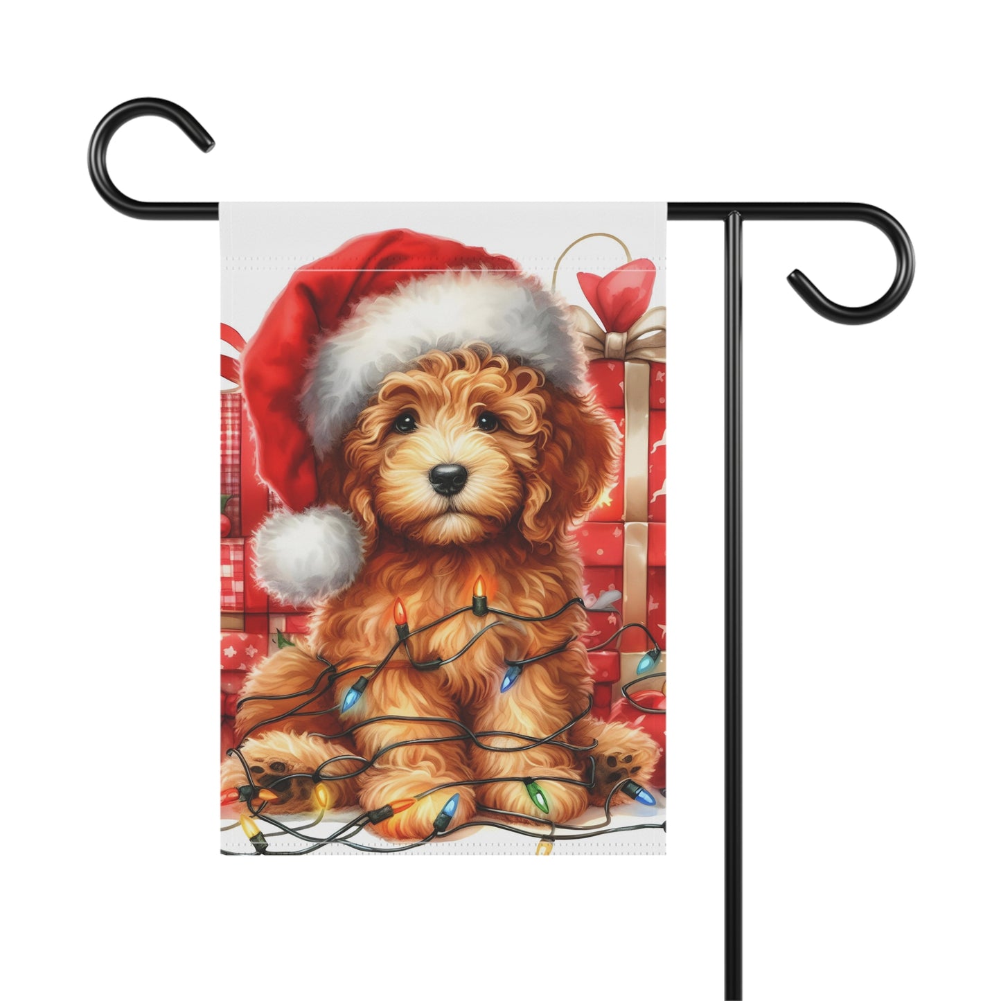 Christmas Doodle Puppy - Garden & House Banner