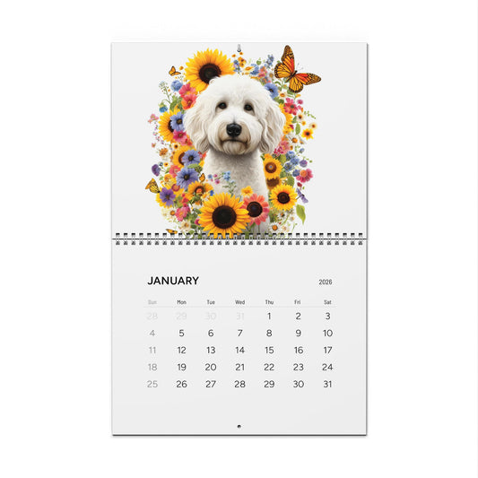 White Doodles Wall Calendars (2026)