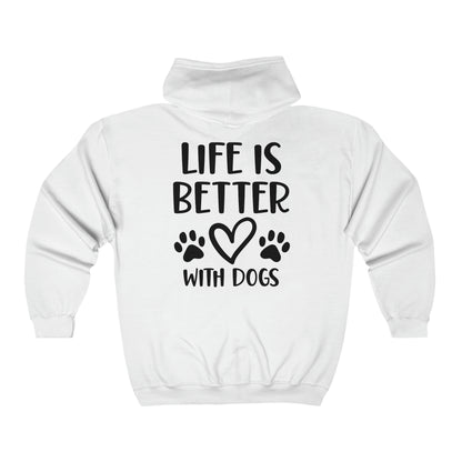 Life is Better with Dogs Gildan Unisex Heavy Blend™ Full Zip Hooded Sweatshirt