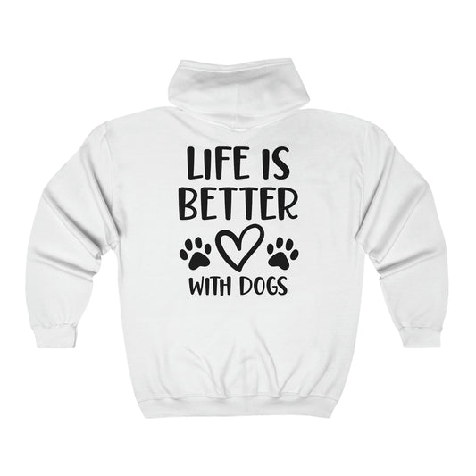 Life is Better with Dogs Gildan Unisex Heavy Blend™ Full Zip Hooded Sweatshirt